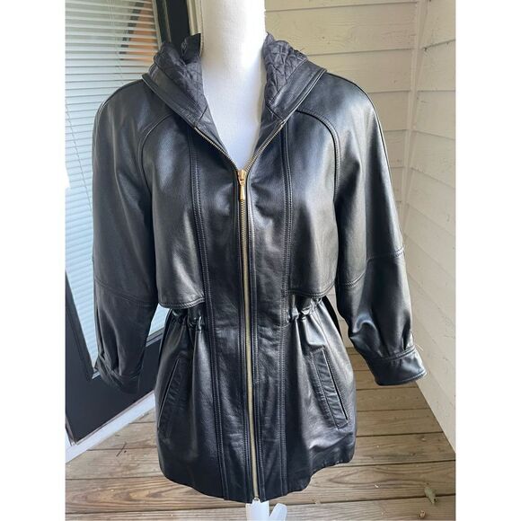 Women’s Genuine Leather Black Soft Jacket Coat Winlit New York Size P/P - Picture 1 of 14